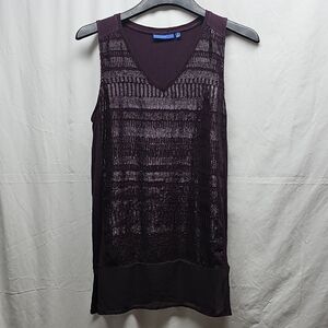 Apt. 9 Deep Plum Sequin-Front V-Neck Tank